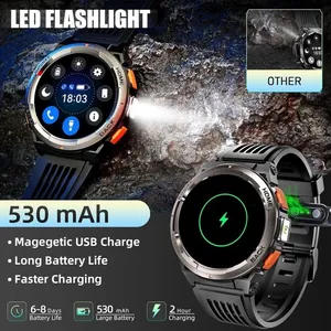 EIGIIS KE5 Montre intelligente Noir orange avec lampe de poche boussol... pas cher