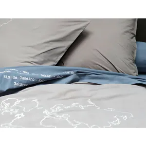 SOLEIL D OCRE Drap plat 180x290 cm brodé navigateur par Sylvie Thiriez pas cher