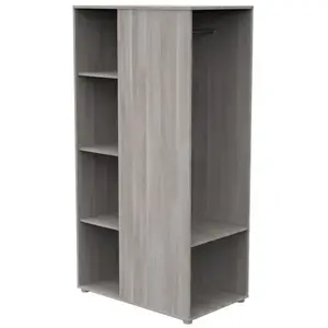 Meuble de rangement enfant - Chêne silex - Avec étagères et penderie - Décor bois - Babyprice Up pas cher