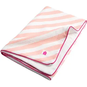 Sauthon Serviette de plage à rayures Roses Pop (90 x 90 cm) pas cher