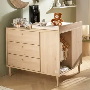 Commode-Îlot Bébé Décor Bois Chêne Suave Avec Rangements 3 Faces pas cher
