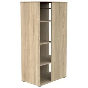Meuble de rangement enfant - Chêne doré - Décor bois - Avec étagères et penderie - Babyprice Up pas cher