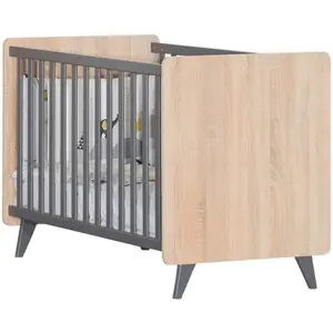 Lit BÃ©bÃ© Come - ChÃªne DorÃ© - Gris OmbrÃ© - 60x120 Cm