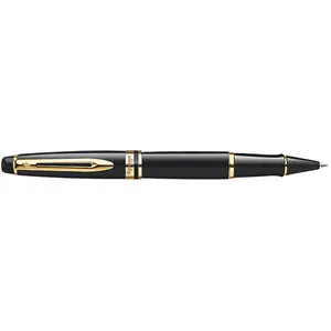 Stylo roller WATERMAN Expert - Laque noire - Attributs dorés - Recharge noire pointe fine pas cher