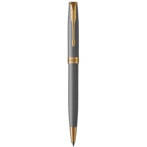 PARKER Sonnet stylo bille, argent ciselé, attributs dorés, Recharge no... pas cher