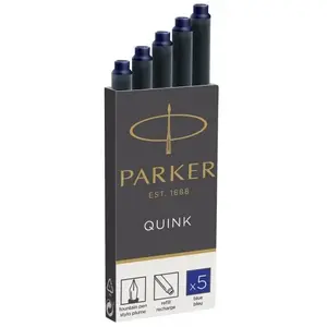PARKER Quink 5 cartouches longues stylo plume, encre bleue