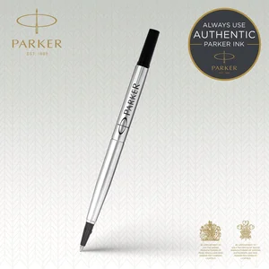 PARKER recharge Stylo Roller, pointe moyenne, noire, blister X 2