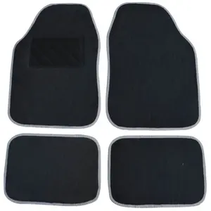 4 tapis universels en moquette noir et gris