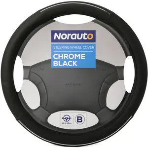 Couvre volant norauto noir et chrome pas cher