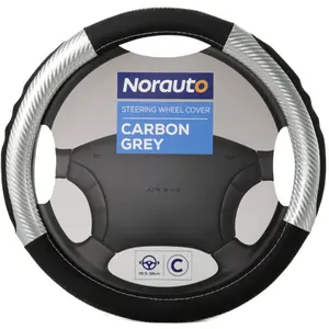 Couvre volant norauto carbone noir et gris pas cher