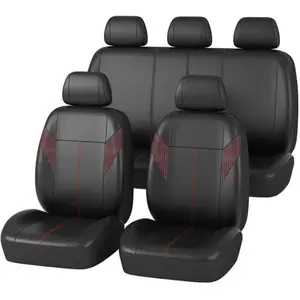Jeu complet de housses universelles voiture norauto sedna noir et rouge avec certificat kba pas cher