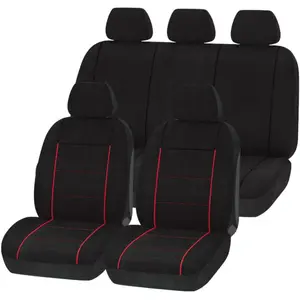 Jeu complet de housses universelles voliture 1er prix noir et rouge pas cher