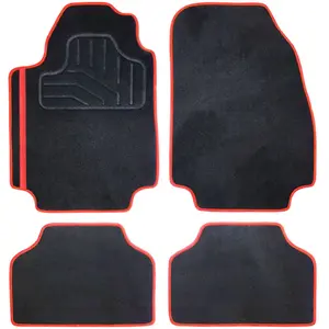 4 tapis universels en moquette noirs et rouges norauto pas cher
