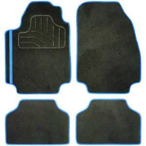 4 tapis universels en moquette noirs et bleus norauto pas cher
