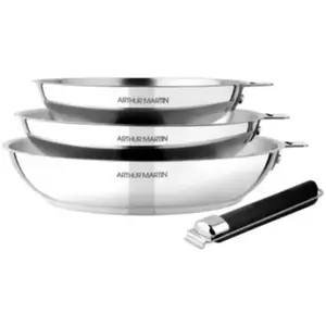 Batterie de cuisine ARTHUR MARTIN 3 poeles poignee amovible pas cher