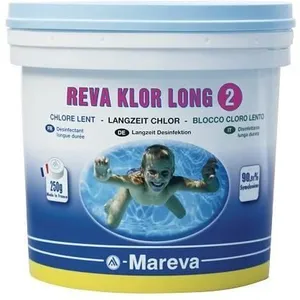 Reva Klor long - Galet 250g - 5 kg de Mareva - Chlore, oxygène actif, ...