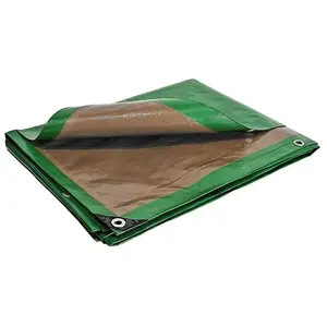 Bâche Brise Vue 10x15 m HQ250BV Verte et Marron - Haute Performance - Brise vent occultant - Pare vue jardin - Tecplast pas cher