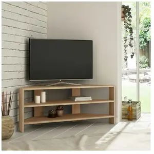 Meuble TV dangle rangements ouverts - effet bois clair MARFA pas cher