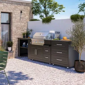 Oviala - Buitenkeuken met 3 modules en barbecue pas cher