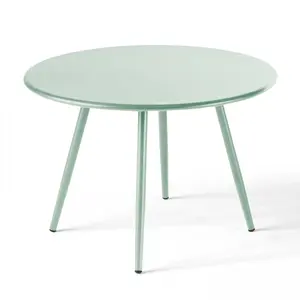OVIALA Table basse ronde en métal vert sauge 40 cm pas cher