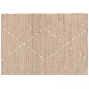 Oviala - Tapis en jute naturel à motif losange tissé main 240 x 340 cm pas cher
