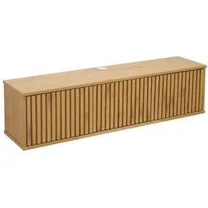 Meuble TV suspendu 120 cm scandinave bois clair - Oviala pas cher