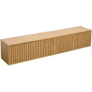 Meuble TV suspendu 160 cm scandinave bois clair - Oviala pas cher