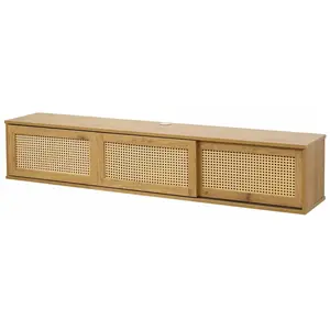 Meuble TV suspendu 160 cm bohème bois clair - Oviala pas cher