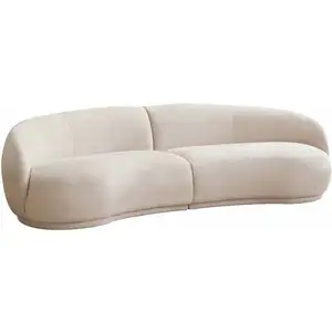 OVIALA Canapé en tissu beige 3 places pas cher