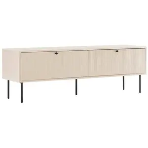Meuble TV - OVIALA - 150 cm - Acier et MDF - 2 portes - Contemporain - Beige pas cher