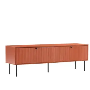 Meuble TV - OVIALA - 150 cm - Acier et MDF - 2 portes - Design contemp... pas cher