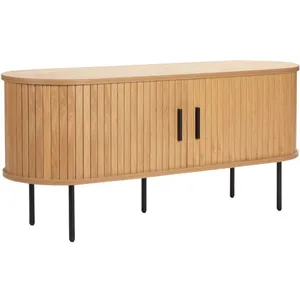 Meuble TV - OVIALA - 120 cm - Mélaminé et Acier - Beige - Style Bohème pas cher