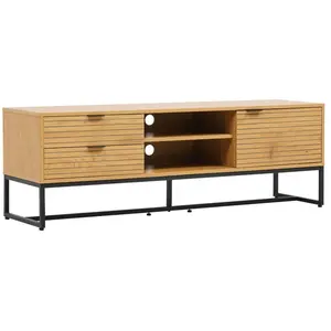 Meuble TV - OVIALA - 150 cm - Mélaminé - Aspect bois - Contemporain pas cher
