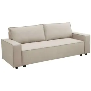 Canapé convertible en tissu 3 places beige - Oviala pas cher