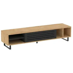 OVIALA Meuble TV 160 cm effet bois clair pas cher