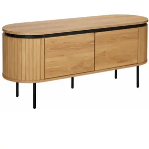 Meuble TV rectangulaire 2 portes L120 cm effet bois clair - Oviala pas cher
