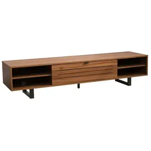 Meuble TV rectangulaire  2 portes L160 cm bois foncé - Oviala pas cher