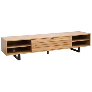 Meuble TV 2 portes rectangulaire L160 cm bois clair - Oviala pas cher