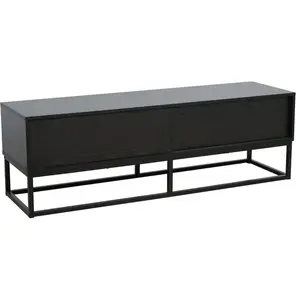 Meuble TV 2 portes rectangulaire L140 cm noir - Oviala pas cher