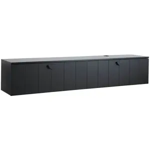 Meuble TV suspendu 160 cm moderne noir - Oviala pas cher