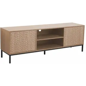 Meuble TV rectangulaire 2 portes L160 cm bois clair - Oviala pas cher