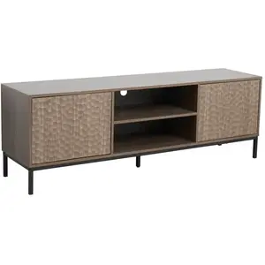 Meuble TV rectangulaire 2 portes L160 cm bois foncé - Oviala pas cher