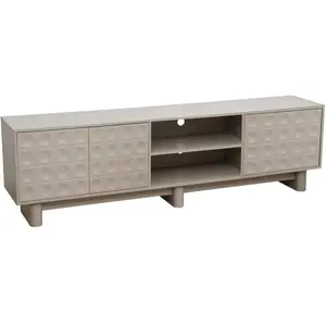 Meuble TV rectangulaire 3 portes L200 cm beige - Oviala pas cher