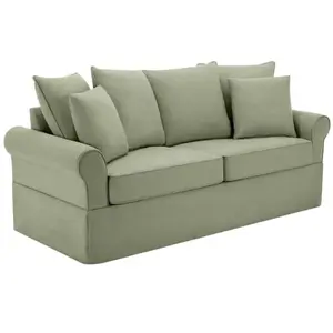 Canapé droit 3 places en polyester gris clair - Oviala pas cher