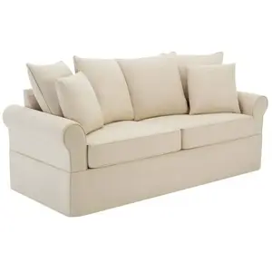 Canapé droit 3 places en polyester écru - Oviala pas cher