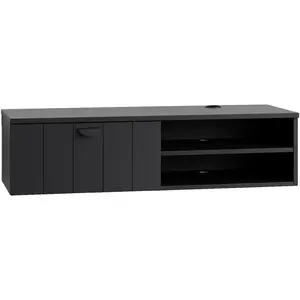 Meuble TV suspendu 120 cm moderne noir - Oviala pas cher