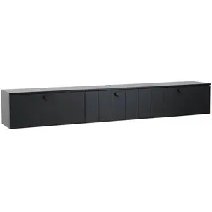 Meuble TV suspendu 200 cm moderne noir - Oviala pas cher