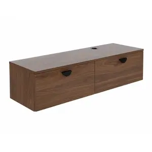 Meuble TV suspendu 120 cm industriel bois foncé - Oviala pas cher