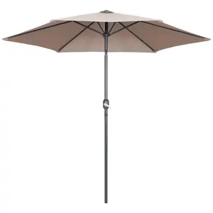 Parasol droit OVIALA - 3m - Aluminium - Toile polyester - Taupe pas cher