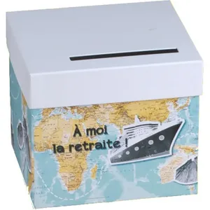 Urne carton - A MOI - Retraite - Décor mappemonde - Couvercle blanc - Dimensions 23x205x205 cm pas cher